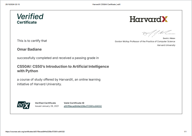 CS50’s Introduction to Artificial Intelligence with Python